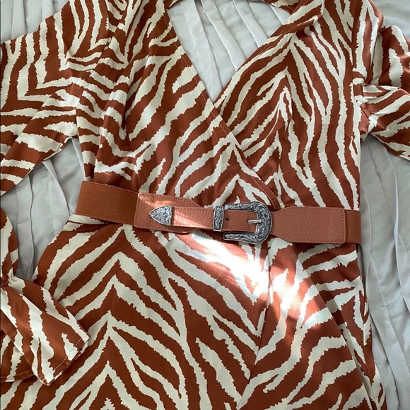 Satin Romper - Brown /off white - Picture 3 of 3